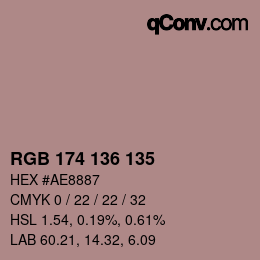 Color code: RGB 174 136 135 | qconv.com