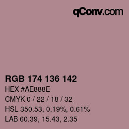 Color code: RGB 174 136 142 | qconv.com