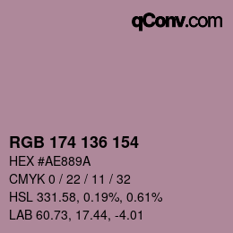 Color code: RGB 174 136 154 | qconv.com