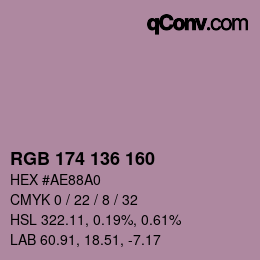 Color code: RGB 174 136 160 | qconv.com