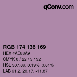 Color code: RGB 174 136 169 | qconv.com