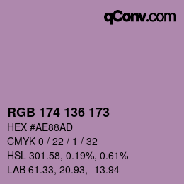 Color code: RGB 174 136 173 | qconv.com