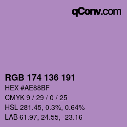 Color code: RGB 174 136 191 | qconv.com