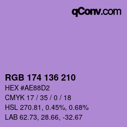 Color code: RGB 174 136 210 | qconv.com