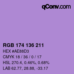 Color code: RGB 174 136 211 | qconv.com