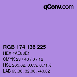 Color code: RGB 174 136 225 | qconv.com