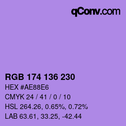 Color code: RGB 174 136 230 | qconv.com
