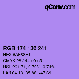 Color code: RGB 174 136 241 | qconv.com