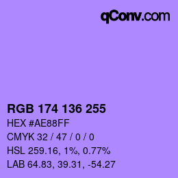 Color code: RGB 174 136 255 | qconv.com