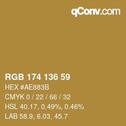 Color code: RGB 174 136 59 | qconv.com