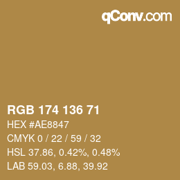 Farbcode: RGB 174 136 71 | qconv.com