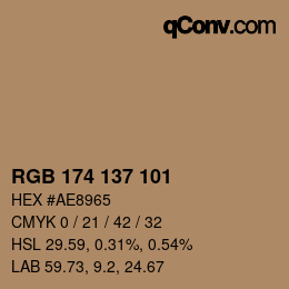 Color code: RGB 174 137 101 | qconv.com