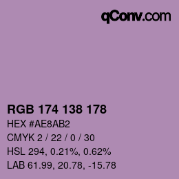 Color code: RGB 174 138 178 | qconv.com