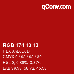 Color code: RGB 174 13 13 | qconv.com