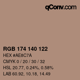 Código de color: RGB 174 140 122 | qconv.com
