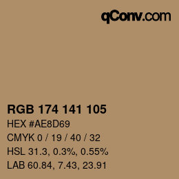 カラーコード: RGB 174 141 105 | qconv.com