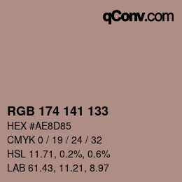 Color code: RGB 174 141 133 | qconv.com