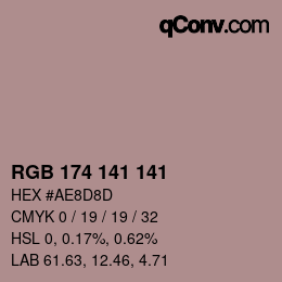 Color code: RGB 174 141 141 | qconv.com