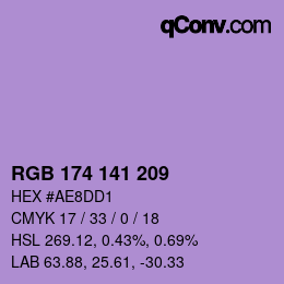 Color code: RGB 174 141 209 | qconv.com