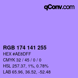 Color code: RGB 174 141 255 | qconv.com