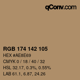 Color code: RGB 174 142 105 | qconv.com