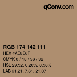 Color code: RGB 174 142 111 | qconv.com