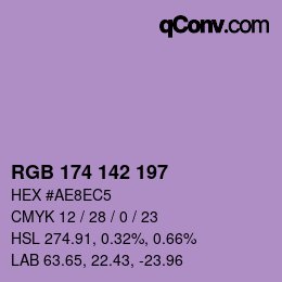 Color code: RGB 174 142 197 | qconv.com