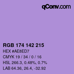Color code: RGB 174 142 215 | qconv.com