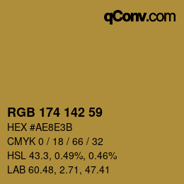 Color code: RGB 174 142 59 | qconv.com