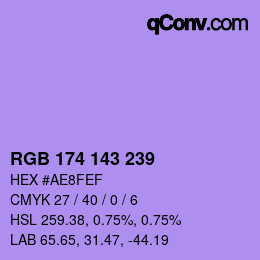 カラーコード: RGB 174 143 239 | qconv.com