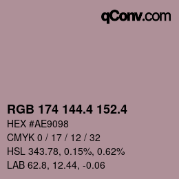 カラーコード: RGB 174 144.4 152.4 | qconv.com