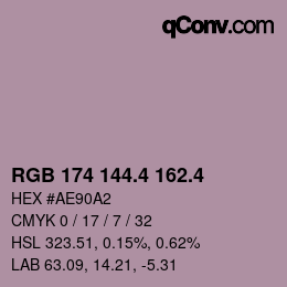 カラーコード: RGB 174 144.4 162.4 | qconv.com