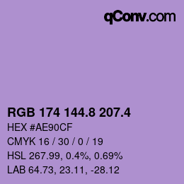 カラーコード: RGB 174 144.8 207.4 | qconv.com