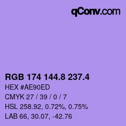 カラーコード: RGB 174 144.8 237.4 | qconv.com