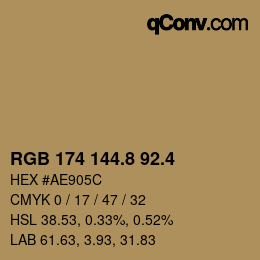 カラーコード: RGB 174 144.8 92.4 | qconv.com