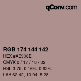 Color code: RGB 174 144 142 | qconv.com