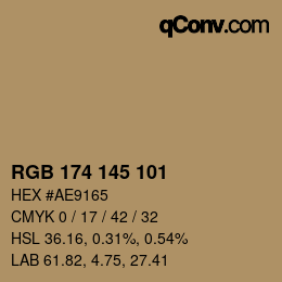 Color code: RGB 174 145 101 | qconv.com
