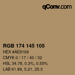 Color code: RGB 174 145 105 | qconv.com