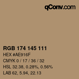 Farbcode: RGB 174 145 111 | qconv.com