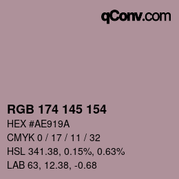 颜色代码: RGB 174 145 154 | qconv.com