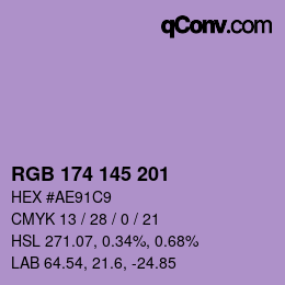Color code: RGB 174 145 201 | qconv.com