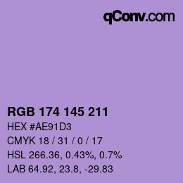 Color code: RGB 174 145 211 | qconv.com