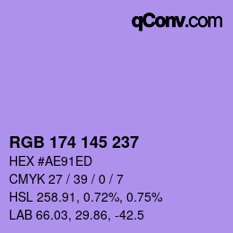 Color code: RGB 174 145 237 | qconv.com