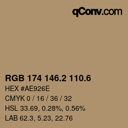 カラーコード: RGB 174 146.2 110.6 | qconv.com