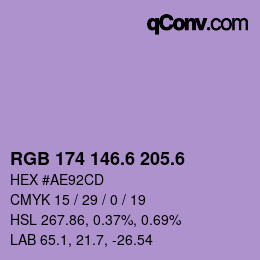 カラーコード: RGB 174 146.6 205.6 | qconv.com