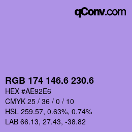 カラーコード: RGB 174 146.6 230.6 | qconv.com