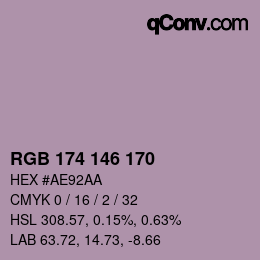 Color code: RGB 174 146 170 | qconv.com
