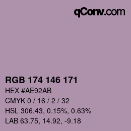 カラーコード: RGB 174 146 171 | qconv.com