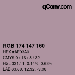 Color code: RGB 174 147 160 | qconv.com