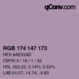 Código de color: RGB 174 147 173 | qconv.com